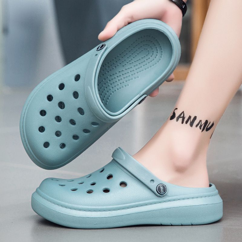 Men's Lightweight Soft-sole Slippers Casual Breathable Garden Bun Toe Drag Men's Beach Shoes_vogvips.com