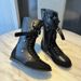 Women Boxing Boots Lancui Version Boxing Boots~ Lace-Up Side Zipper Genuine Leather Belt Buckle Short Martin Flat Fashion Boots_vogvips.com