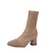 Slim Fit High Heels Ankle Boots For Women Knitted Pointed Toe Sock Boots Chunky Elastic Heel Single Boots For Autumn Winter_vogvips.com