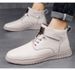 Men's Casual Board Shoes With Fleece Niche Popular Large-size Leather Couple Heightening Leather Boots_vogvips.com