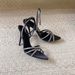 2024 Summer Rhinestone Brown Stiletto Satin Open-Toe Pointed Toe One-Strap Cross Thin Strap Sandals Women High Heels_vogvips.com