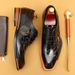 Explosive men's shoes patent leather bright leather shoes real cowhide English carved business dress shoes_vogvips.com