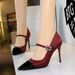 2125-K95 Banquet Thin Light Mouth Color Blocked Pointed Water Diamond Strap Ultra High Heels Single Shoes For Women_vogvips.com