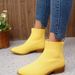 Women's Shoes Flying Woven Pointed Short Barrel Martin Boots Women's Sleeve Thick Heel Medium Heel Breathable Socks Boots_vogvips.com