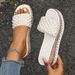 Women's Casual Wedge Sandals Thick Sole Studded plus Size One Strap Summer Slippers_vogvips.com