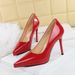 8366-1 Fashion Banquet Women's Thin Lacquered Leather Shallow Mouth Pointed Ultra High Heels Waterproof Platform Single_vogvips.com