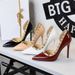 Nightclub Pointed High Heels Women's Side Empty Rivets Thin Heels Single Shoes Patent Leather Glossy Super High Heels Women's Shoes_vogvips.com