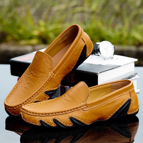 Trendy Driving Men's Shoes Breathable Genuine Leather Soft Sole Sneakers Men's Business British Style Versatile Casual L_vogvips.com