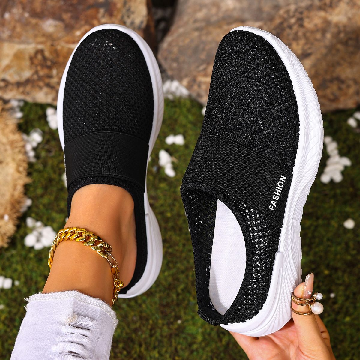 Shoes, Women's Semi-support Casual Shoes, Plus Size Women's Shoes, Flying Mesh Shoes, One-foot Shoes, Women's Shoes_vogvips.com