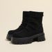 Women's Leather Short Wrinkled Thick Sole Reverse Slouch Solid Color Autumn Winter Retro Melad Stretch Slim Boots_vogvips.com