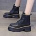 Platform Martin W, Autumn Winter 2023 New Style, Fleece-Lined Slim Boots, Short Boots With Hidden Wedge For Petite_vogvips.com