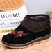Winter Cotton Shoes, Women's Fleece-Lined Thickened Short Snow Boots, Elderly Anti-Slip Round Toe Slip-On Mom Shoes_vogvips.com
