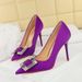 3265-K75 European And American Fashion Heels Stiletto Satin Shallow Square Buckle Sparkling Rhinestone Pointed Toe High_vogvips.com