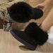 Large Size Snow Boots, Women's Cotton Shoes With Thick Fleece, Casual And Warm Fur Boots For External Wear_vogvips.com