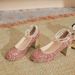 Women's Shoes Waterproof Platform High Heels Thick Heels Square Toe Single Shoes 9cm Small Heightening Sequin Pearl Chain_vogvips.com