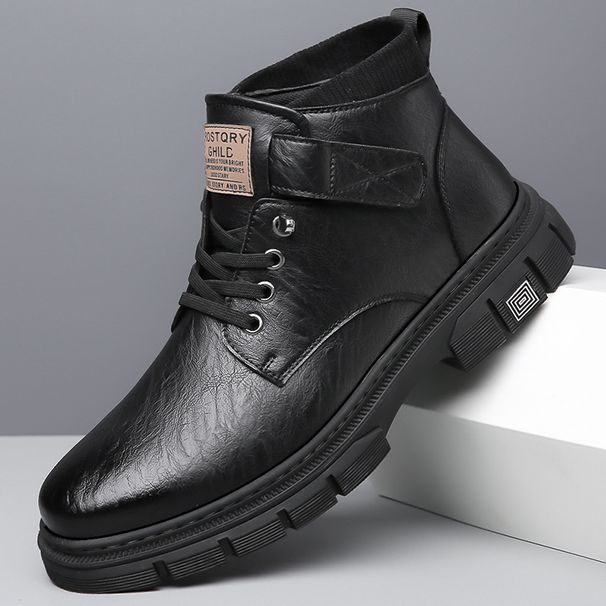 European Warm Series Winter Trendy Versatile Fleece-Lined Warm Men's Casual Shoes Outdoor Hiking Work Martin Cotton Boots Men_vogvips.com