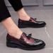 Elegant Men's Pointed Toe Brogue Shoes - Breathable PU Lining, Rubber Sole, Casual & Wedding Style, Slip-On Design (White/Red/Black)_vogvips.com