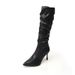 European And American Style Pointed Toe Ruched For Women 2025 Autumn Thin Slouch High Heel Over-the-Knee Women's Long_vogvips.com