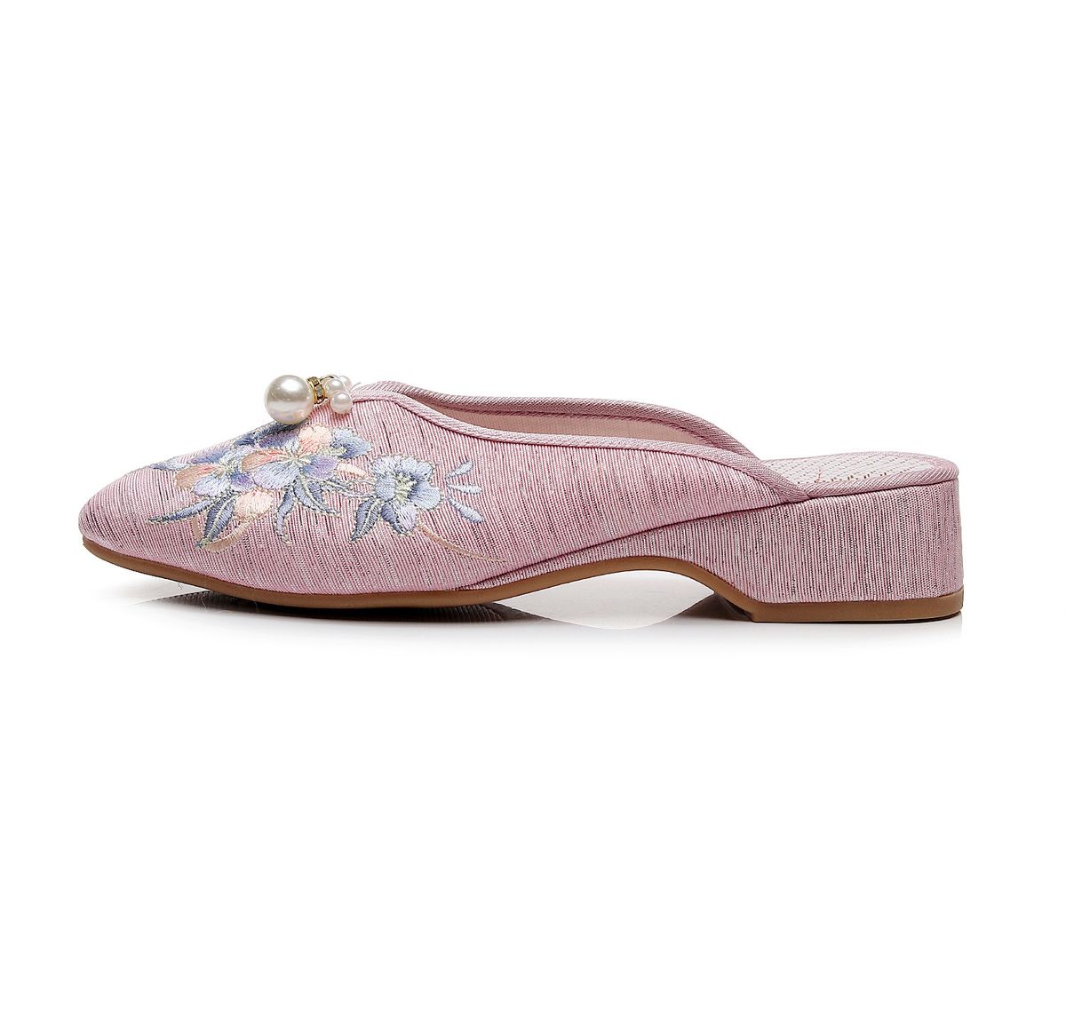 2025 Large Summer Short Slope Heel Thick Sole Sandals Embroidered Flower Women's Slippers Pointed Fashion Nail Beads_vogvips.com