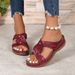 New Large Size Slippers Vintage Car Line Non-slip Round Head Wedge With Comfortable One Word Slippers Women_vogvips.com