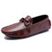 0063 Men's Doudou Lefu Spring Low Cut Sleeves, Foot Leather Surface, Flat Bottomed Driver's Driving Shoes, Oversized_vogvips.com
