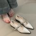 MTX Sheepskin Version~French Pointed Toe Mary Jane Women's Shoes Elegant Metal Buckle One Strap Chunky Heel Pumps Shallow_vogvips.com
