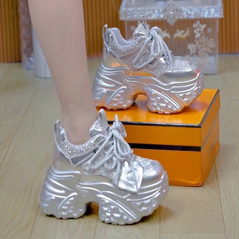 New Women S Chunky Sneakers Fashion Glitter Casual For Comfort Soft Sole Walking Designer Shoes Zapatillas Mujer_vogvips.com