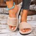 Women's Fashionable Non-Slip Wear-Resistant Linen Woven Flat Flip Flops_vogvips.com
