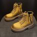 Women's Martin Boots Retro Locomotive Boots Leather Face Short Tooling Boots British Versatile Women's Boots_vogvips.com