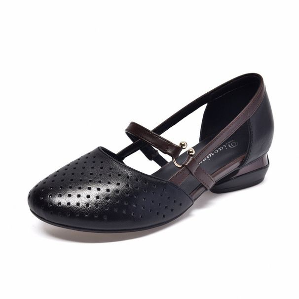 New Spring/Summer Soft Women's Mary Jane Shoes, Mid-Heel, Summer Loafers, Hollow Leather Shoes For Foreign Trade And_vogvips.com