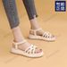 Women's Flat Roman Sandals Summer 2025 New Fashion Cross-Strap With Skirt Soft Sole Non-Slip Beach Shoes Plus Size_vogvips.com