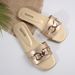 Women's New Fashion Slippers Classic Temperament With Solid Color Metal Decoration Square Head Flat Sandals_vogvips.com