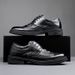 Euro Step Brogue Men's Carved Spring New Thick-Soled Business Formal Wedding British Style Crocodile Pattern Leather Shoes For Men_vogvips.com
