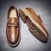 Euro Step Large Size British Style Brogue Leather Casual Slip-On Loafers Moccasins Men's Business Shoes_vogvips.com