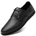 Large Size First Layer Men's Shoes Hole Casual Leather Shoes Lace-up Work Flats_vogvips.com