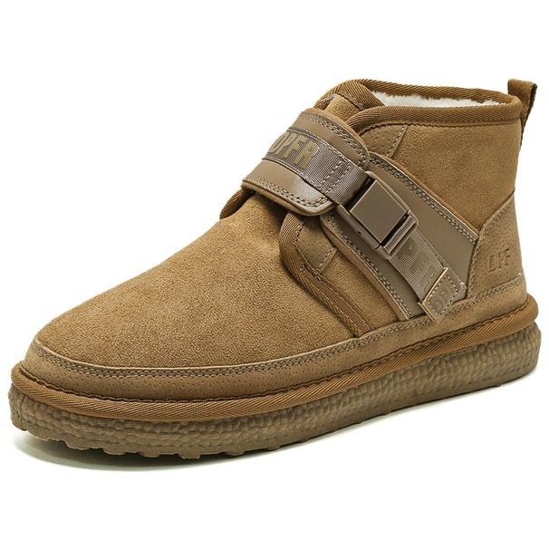 Snow Boots Men's Winter Fur Integrated Men's Shoes Piled Thickened Warm Men's Large Wool Cotton Shoes Men_vogvips.com