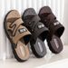 Men's Summer Thick Bottom Sandals Beachwear Anti-slip Driving Slippers Casual PVC Upgraded Version Breathable Slip-On_vogvips.com