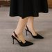 2024 Summer New Pointed Black Water Diamond Pin Emblem High Slender Heel Sexy Shallow Mouth Sandals Women's Shoes_vogvips.com