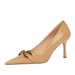 Women's high-heeled stiletto pumps with patent leather and metal buckles_vogvips.com