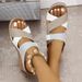 Large Size Wedge Slippers Women, Summer 2025 New Fashion Cross Strap Color Blocked Sandals For Women_vogvips.com