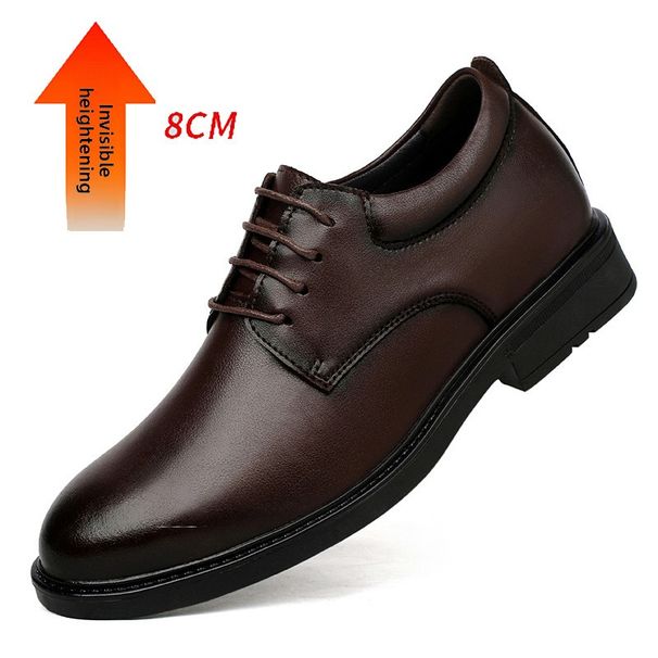 Men's Shoes Inner Height Increase Leather Shoes Gentleman Dress Casual Shoes Low-top Leather Platform Single Shoes_vogvips.com