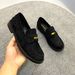 Round Head Polished Small Gold Coins Thick Heel Platform Loafers Small Leather Shoes_vogvips.com