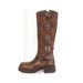 Women's Explosive Style Martin Boots Brown Leather Thick Heel Metal Buckle Decoration Long Tube Knight Spring Autumn_vogvips.com