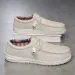 Linen Canvas Slip On Boat Shoes Elastic No Tie Laces Lightweight Breathable Casual Walking Loafers For Men_vogvips.com