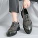 Euro Step Men's Hollow Leather Summer Breathable British Business Formal Derby Perforated Mesh Hidden Heel Brogue Shoes_vogvips.com