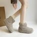 2025 Winter New Furry Patchwork Versatile Fleece Lined Thickened Warm Short Mid-Calf Cute Snow Boots_vogvips.com