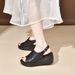 Wedge Heel Sandals For Women 2024 Summer New Style Fish Mouth Back Hollow Thick Bottom Sandals European And American Style Platform Heel Cowhide_vogvips.com