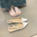Lancui Rear Air Texture Patchwork French Style Closed-Toe Sandals For Women Spring Summer New Apricot Versatile Pointed_vogvips.com