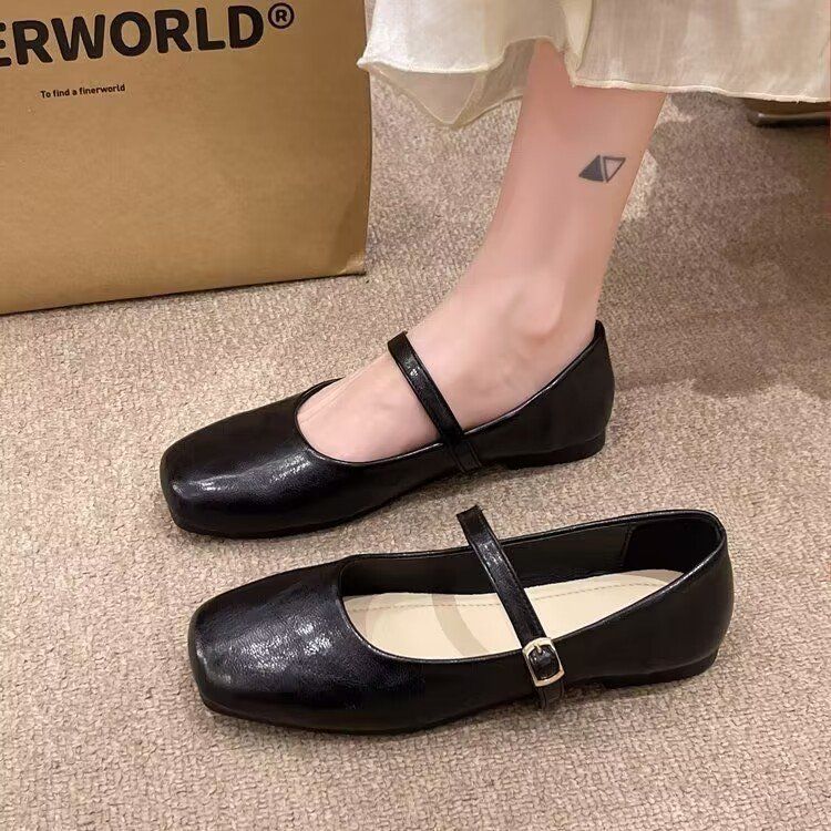 Mary Jane Women's Shoes With Skirt Low-heeled Small Leather Shoes Flat-soled Single Shoes Gentle Evening Shoes_vogvips.com