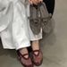 Sheepskin Hollowed-Out Rhinestone Closed-Toe Sandals For Women, 2026 New Summer Fishnet Shoes, Breathable Woven Mary_vogvips.com